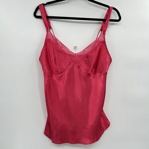 Lilac & London Womens Y2K Satin Babydoll Top Sz M Pink Coquette Fairy Lace Trim